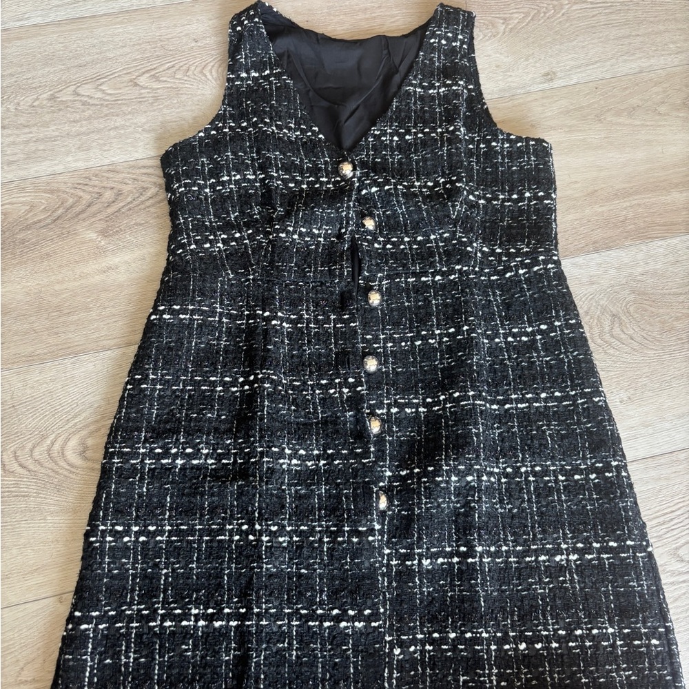 Elegant Black Tweed Dress